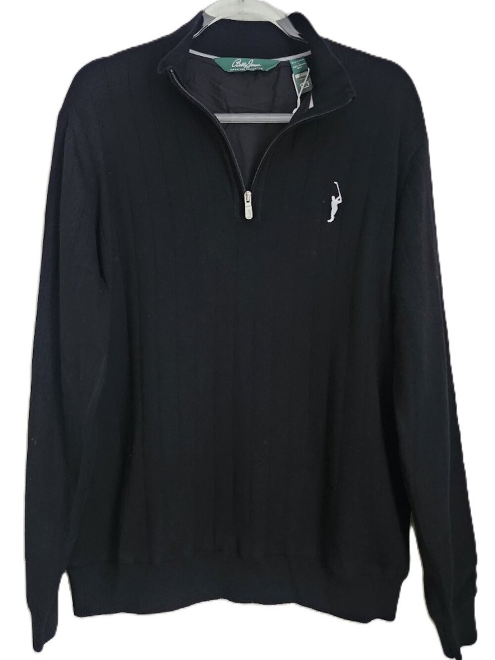 NWT BOBBY JONES Signature Collection 100% Merino Wool 1/4 Zip Wind Sweater L
